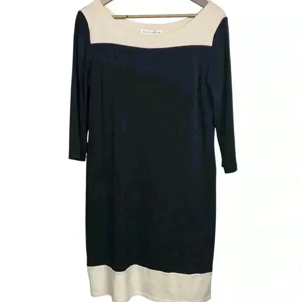 AA Studio Classic Black and Cream Dress | Size 12